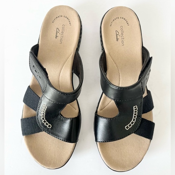NEW Clarks Leisa Emily leather slip on sandals black 9 - Picture 12 of 12